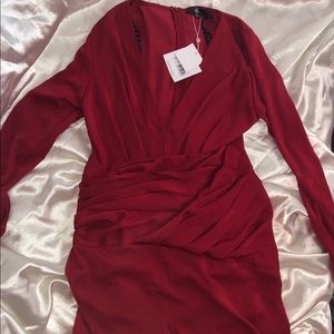 Red satin dress